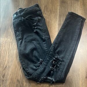 So Juniors Super High Rise Black Distressed Legging 1/25W Jeans